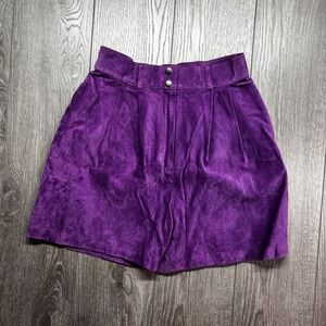 Vintage Bagatelle Purple Leather Suede Shorts 28 1990s Rockabilly